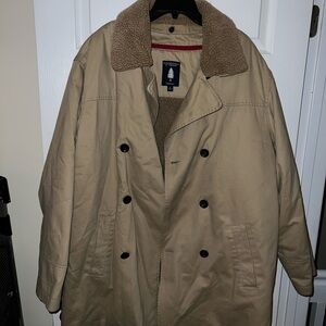 Roundtree & Yorke Beige Double-Breasted Trench Coat